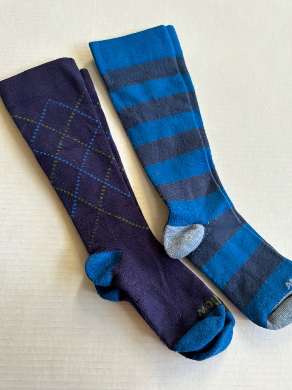 Wellow Bamboo Compression Men's Blue Argyle & Stripe Dress Socks - 2 Pack